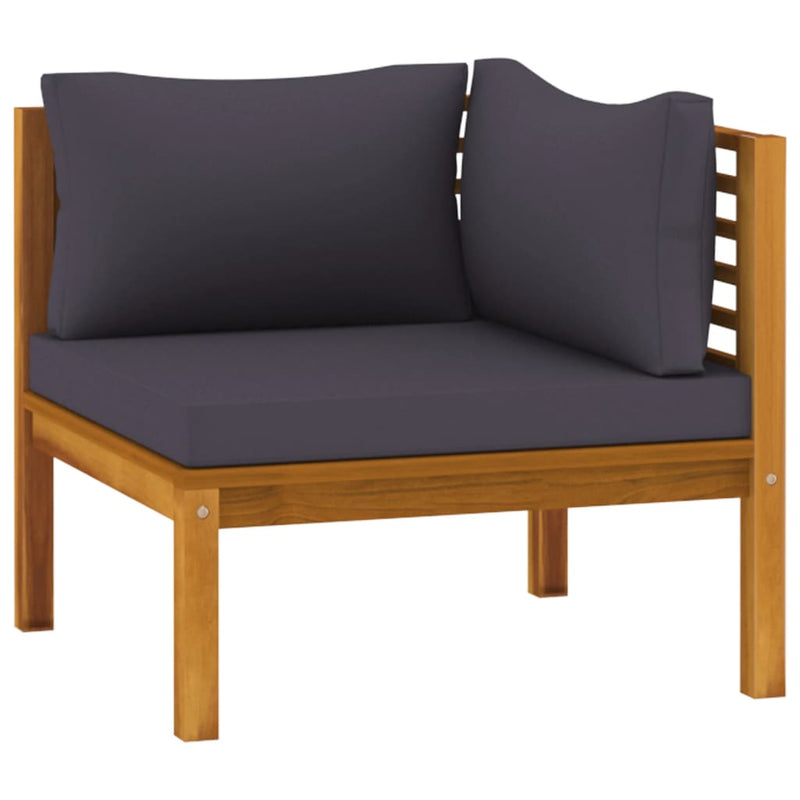 vidaXL Corner Sofas 2 pcs with Dark Grey Cushions Solid Acacia Wood