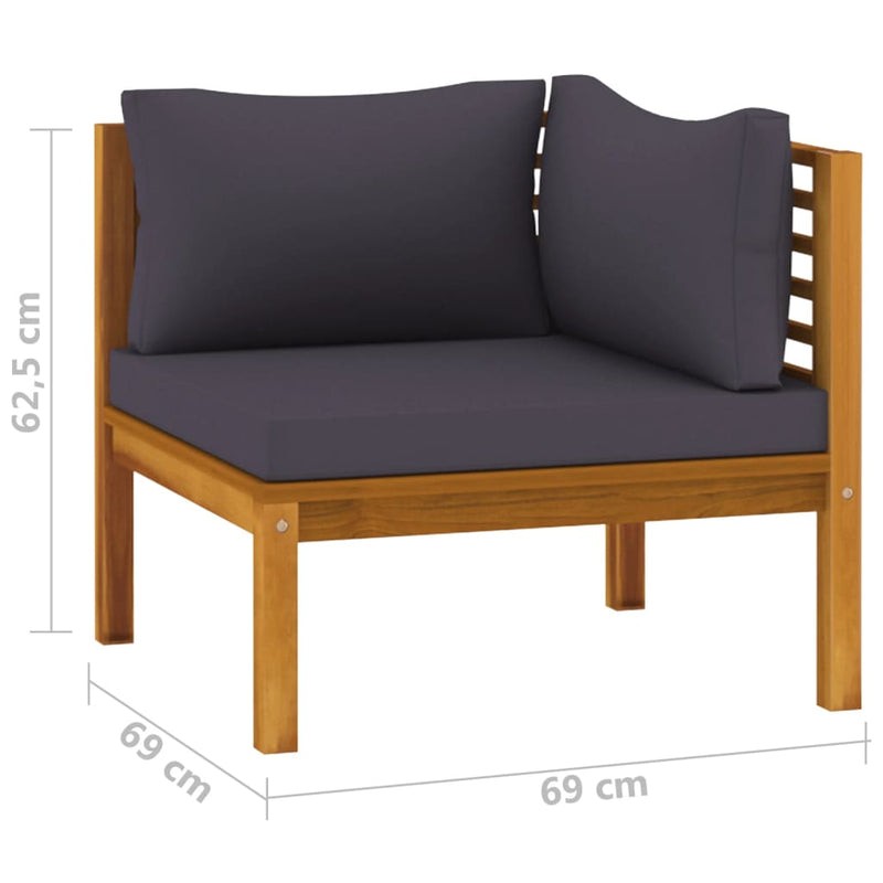 vidaXL Corner Sofas 2 pcs with Dark Grey Cushions Solid Acacia Wood