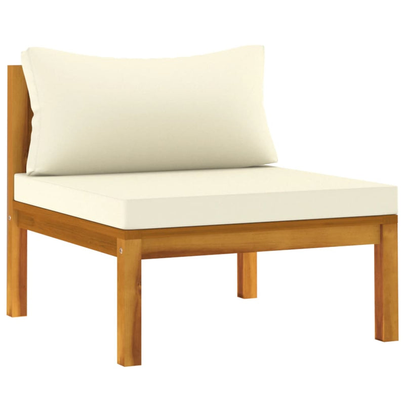 vidaXL 3 Piece Garden Lounge Set with Cream White Cushions Acacia Wood