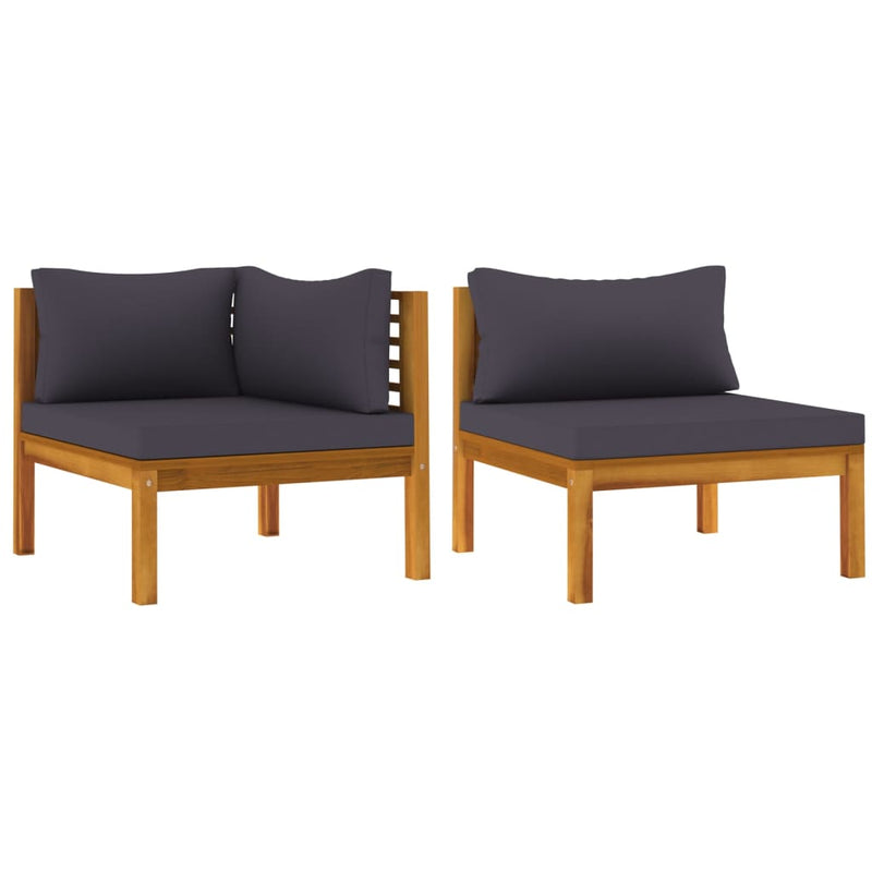 vidaXL 2 Piece Sofa Set with Dark Grey Cushions Solid Acacia Wood