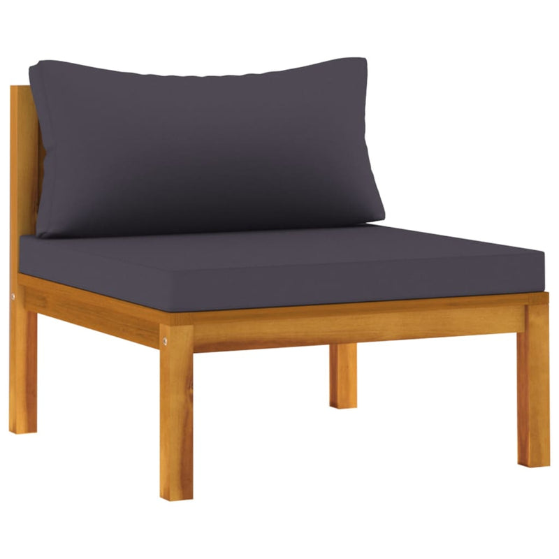 vidaXL 2 Piece Sofa Set with Dark Grey Cushions Solid Acacia Wood