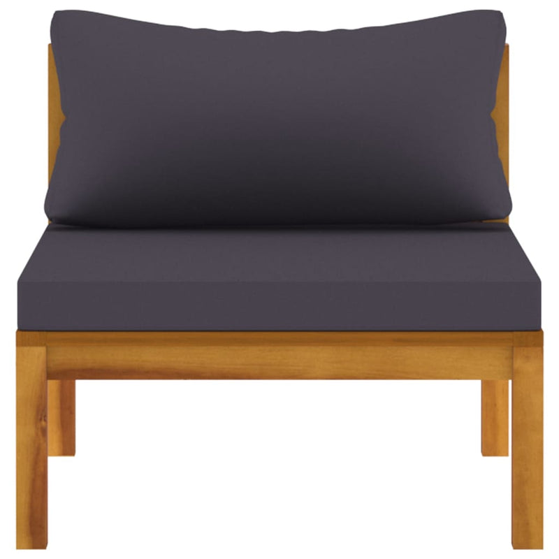 vidaXL 2 Piece Sofa Set with Dark Grey Cushions Solid Acacia Wood