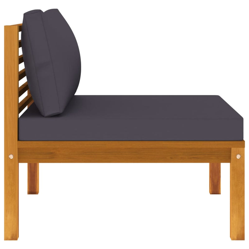vidaXL 2 Piece Sofa Set with Dark Grey Cushions Solid Acacia Wood