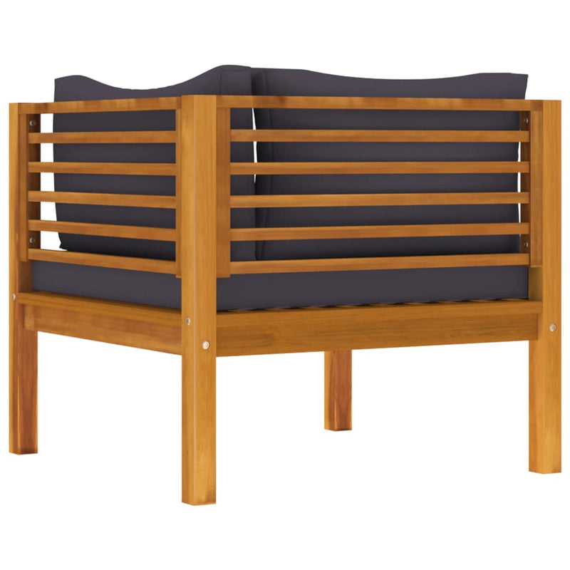 vidaXL 2 Piece Sofa Set with Dark Grey Cushions Solid Acacia Wood