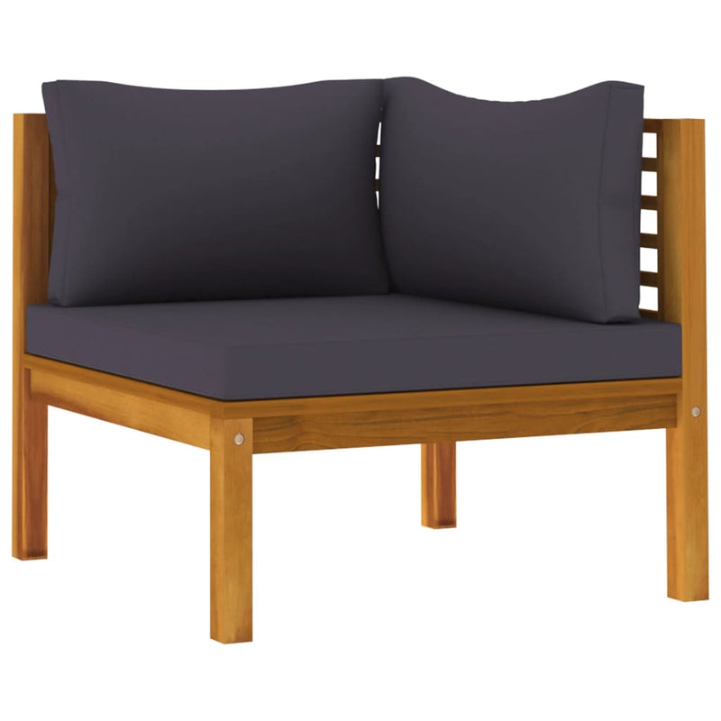 vidaXL 2 Piece Sofa Set with Dark Grey Cushions Solid Acacia Wood
