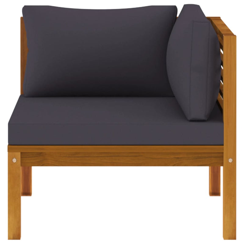 vidaXL 2 Piece Sofa Set with Dark Grey Cushions Solid Acacia Wood