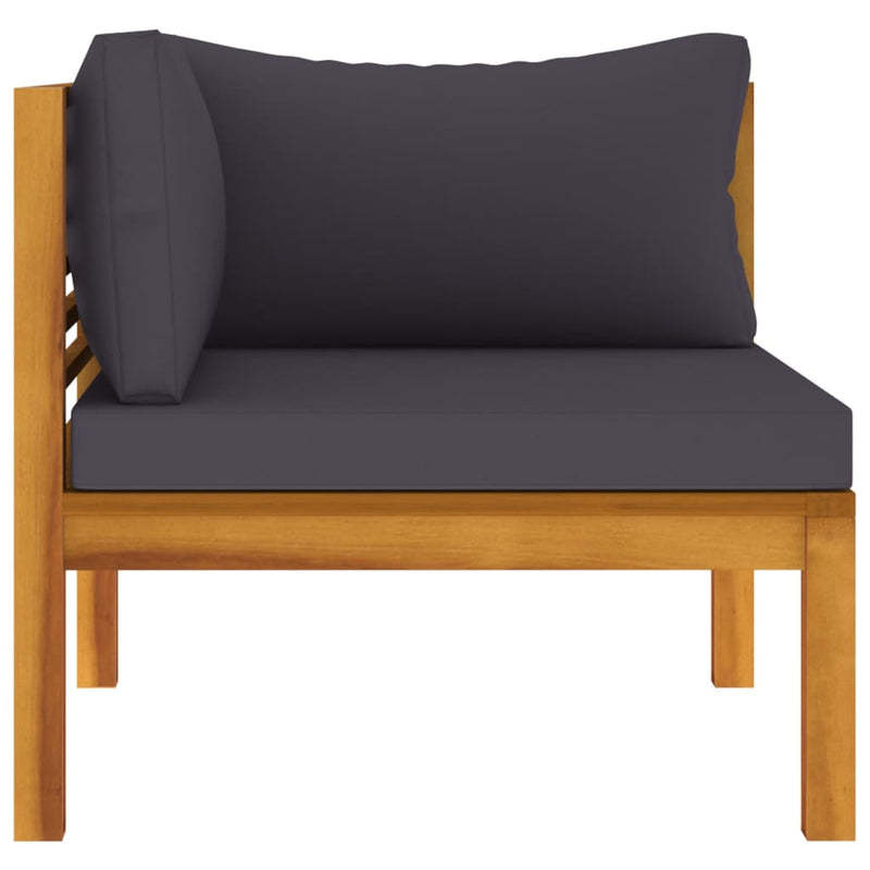 vidaXL 2 Piece Sofa Set with Dark Grey Cushions Solid Acacia Wood
