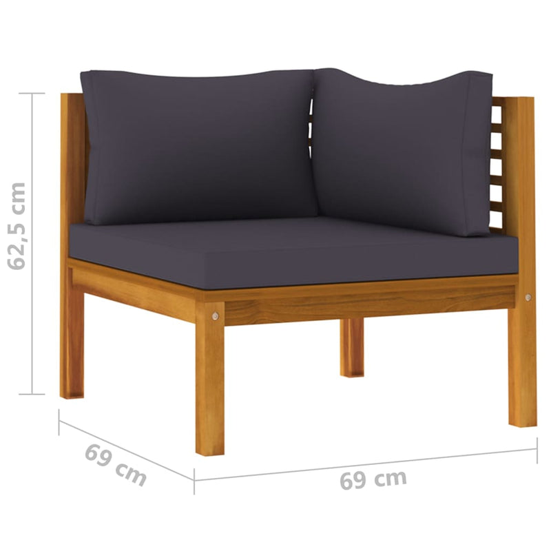 vidaXL 2 Piece Sofa Set with Dark Grey Cushions Solid Acacia Wood
