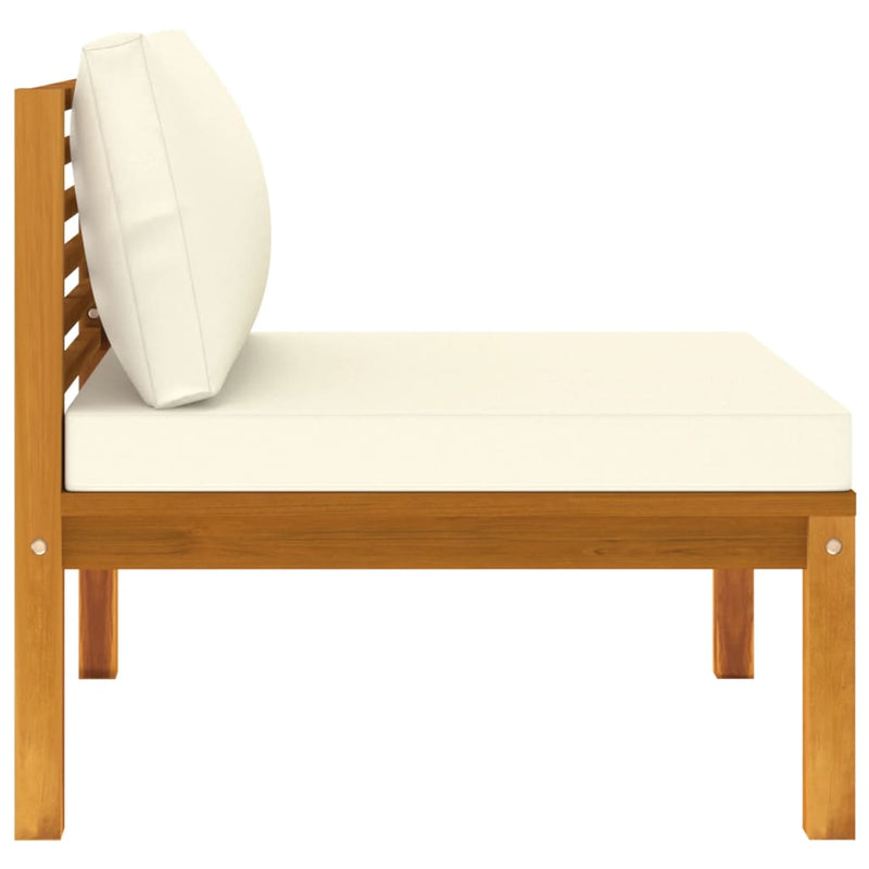 vidaXL 2 Piece Garden Sofa Set with Cream White Cushions Acacia Wood