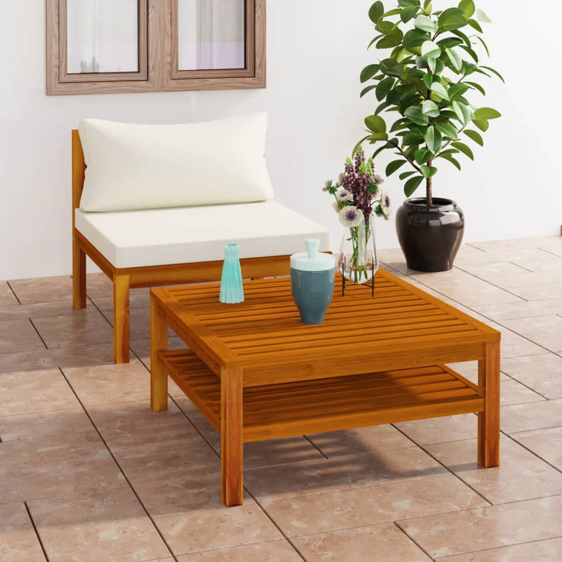 vidaXL 2 Piece Garden Sofa Set with Cream White Cushions Acacia Wood