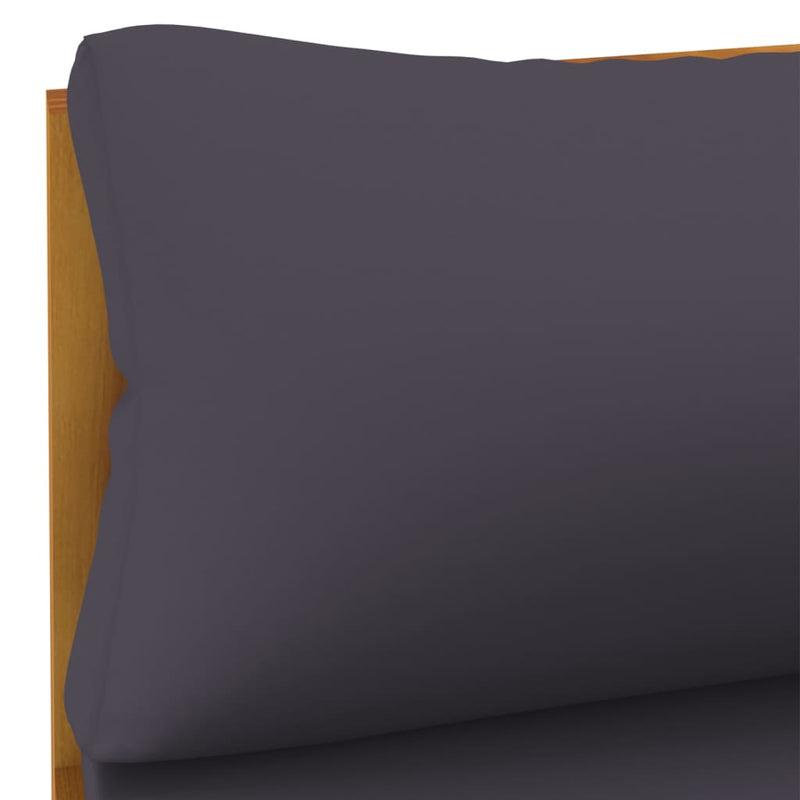 vidaXL Sectional Middle Sofa with Dark Grey Cushions Solid Acacia Wood