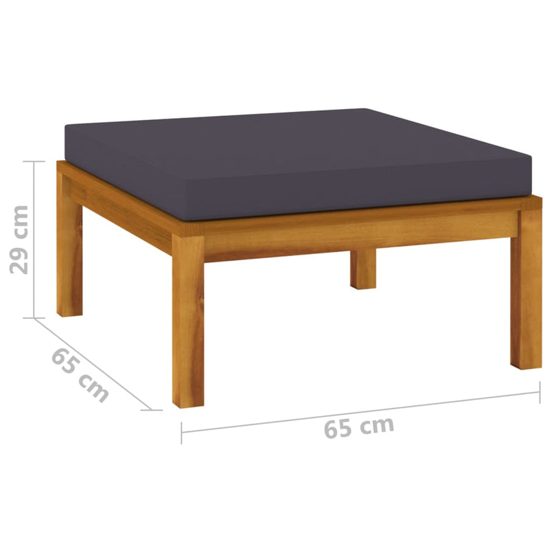 vidaXL Footrest with Dark Grey Cushion Solid Acacia Wood