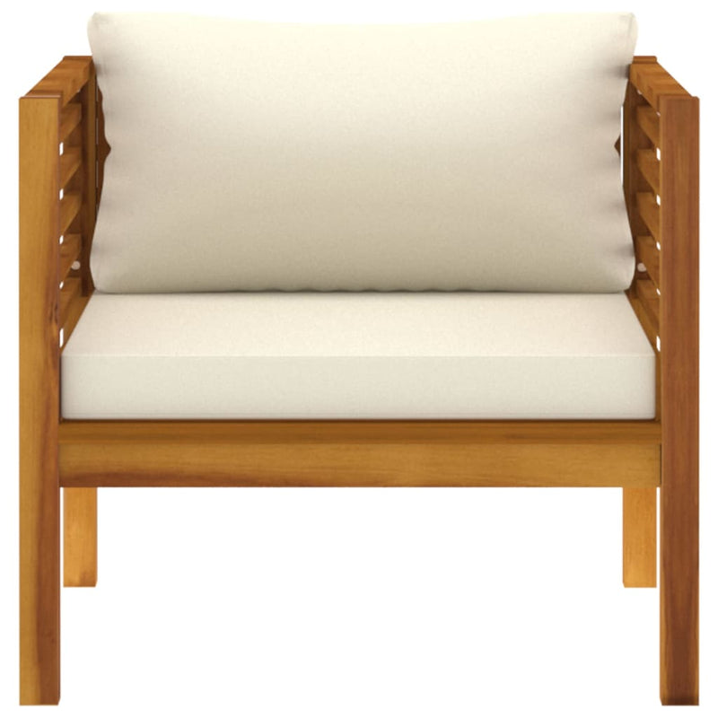 vidaXL Garden Chair with Cream White Cushions Solid Acacia Wood