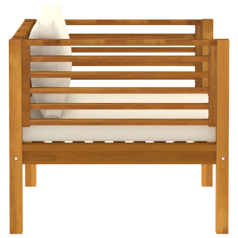 vidaXL Garden Chair with Cream White Cushions Solid Acacia Wood