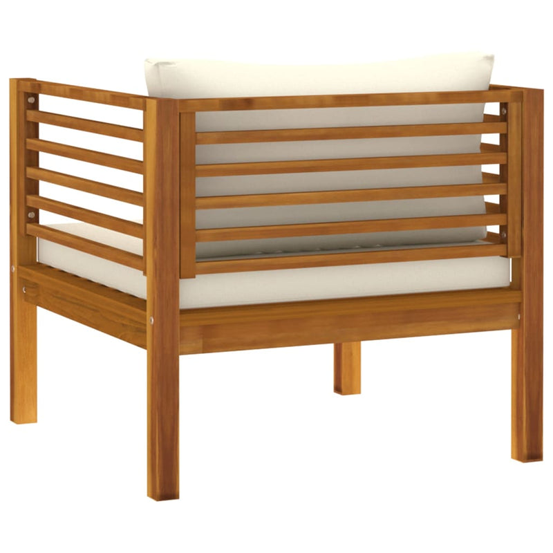 vidaXL Garden Chair with Cream White Cushions Solid Acacia Wood