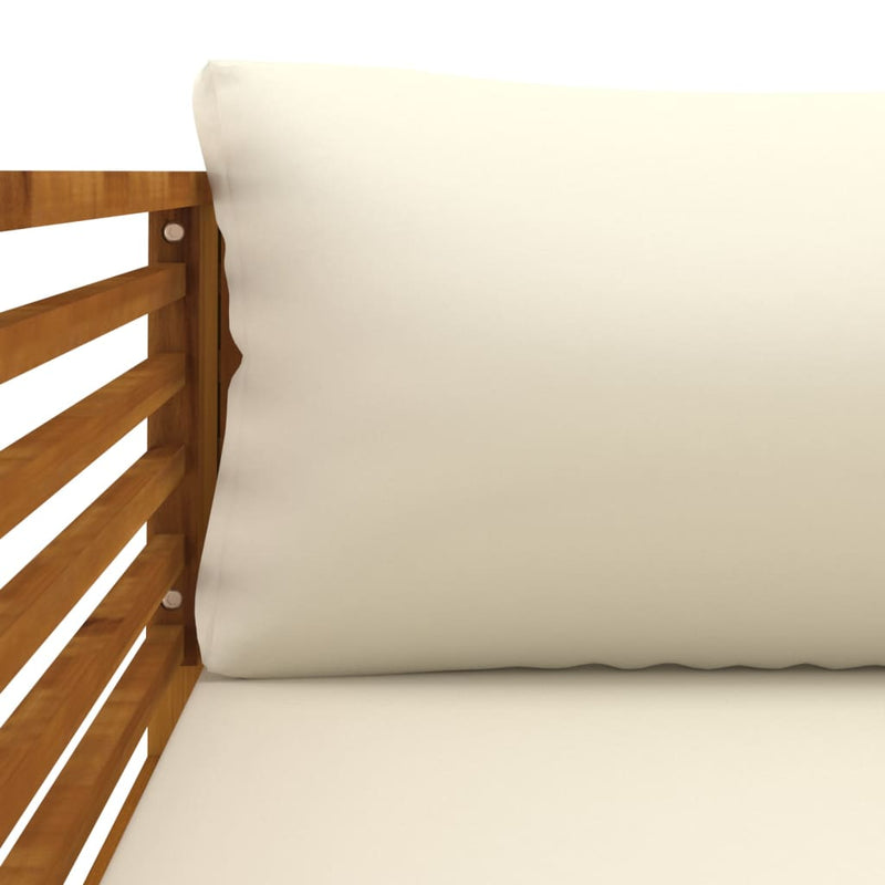 vidaXL Garden Chair with Cream White Cushions Solid Acacia Wood