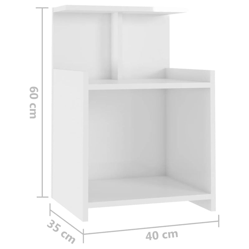 vidaXL Bed Cabinets 2 pcs High Gloss White 40x35x60 cm Engineered Wood