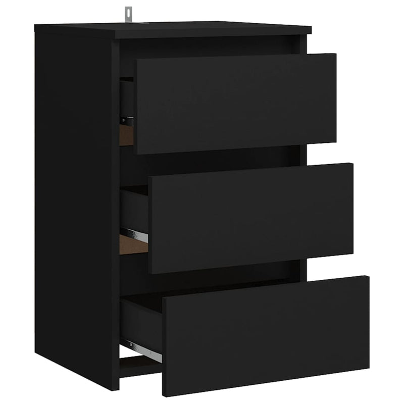 vidaXL Bed Cabinets 2 pcs Black 40x35x62.5 cm Engineered Wood