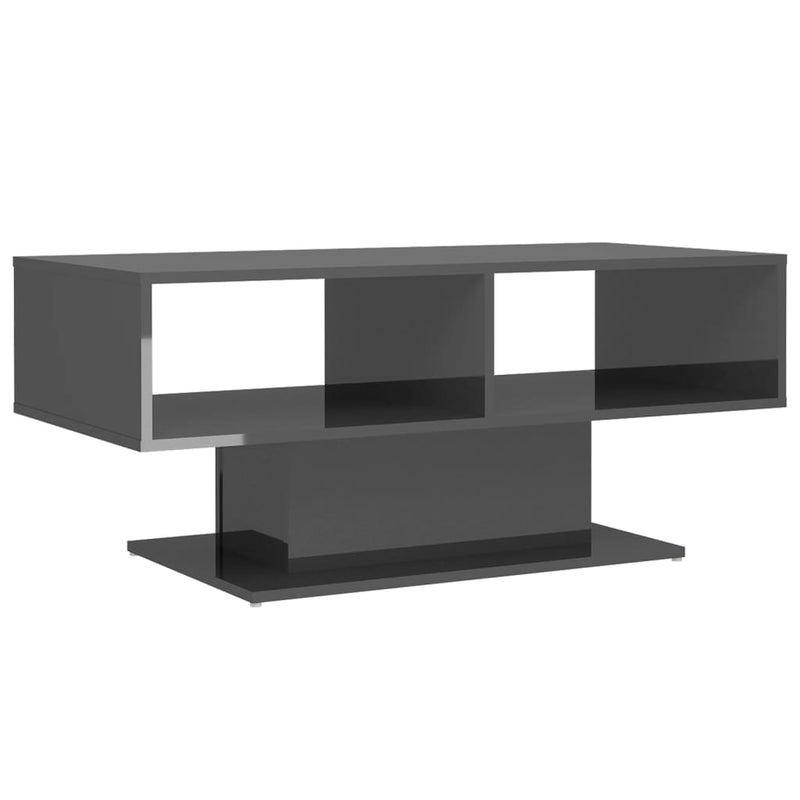 vidaXL Coffee Table High Gloss Grey 103.5x50x44.5 cm Engineered Wood