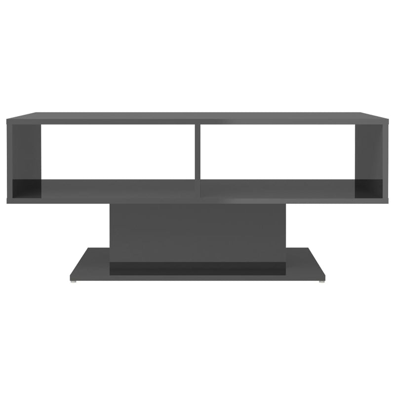 vidaXL Coffee Table High Gloss Grey 103.5x50x44.5 cm Engineered Wood