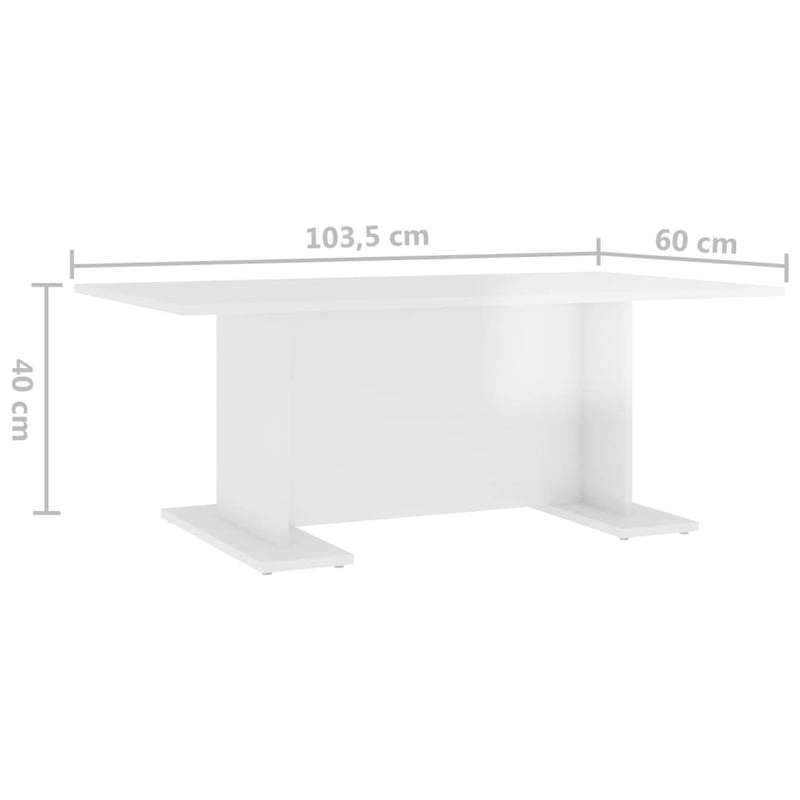 vidaXL Coffee Table High Gloss White 103.5x60x40 cm Engineered Wood