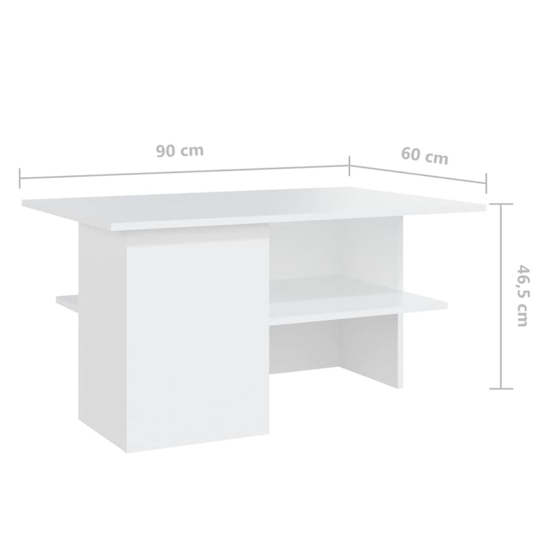 vidaXL Coffee Table White 90x60x46.5 cm Engineered Wood