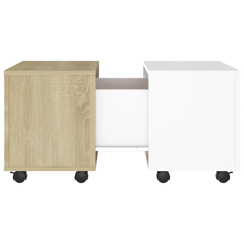 vidaXL Coffee Table White and Sonoma Oak 60x60x38 cm Engineered Wood