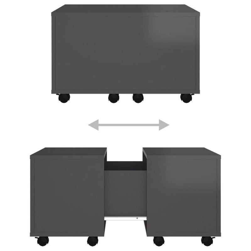 vidaXL Coffee Table High Gloss Grey 60x60x38 cm Engineered Wood
