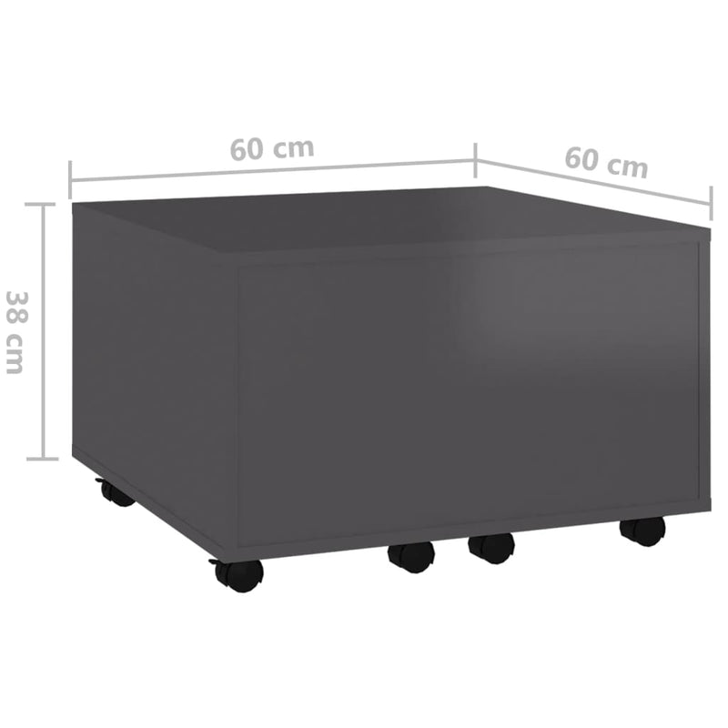 vidaXL Coffee Table High Gloss Grey 60x60x38 cm Engineered Wood