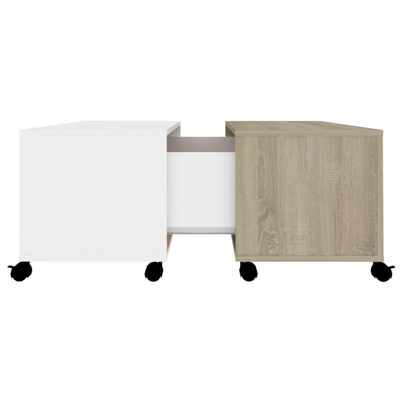 vidaXL Coffee Table White and Sonoma Oak 75x75x38 cm Engineered Wood