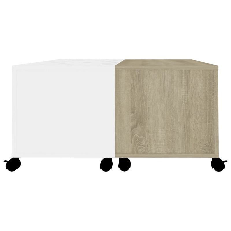 vidaXL Coffee Table White and Sonoma Oak 75x75x38 cm Engineered Wood