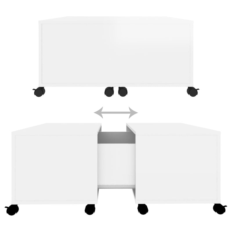 vidaXL Coffee Table High Gloss White 75x75x38 cm Engineered Wood