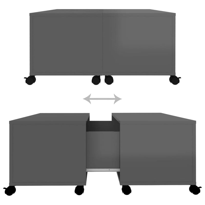 vidaXL Coffee Table High Gloss Grey 75x75x38 cm Engineered Wood