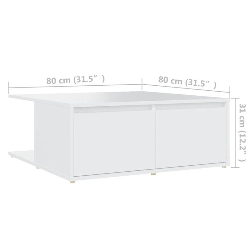 vidaXL Coffee Table White 80x80x31 cm Engineered Wood