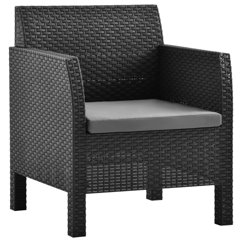 vidaXL Garden Chairs with Cushions 2 pcs PP Rattan Anthracite