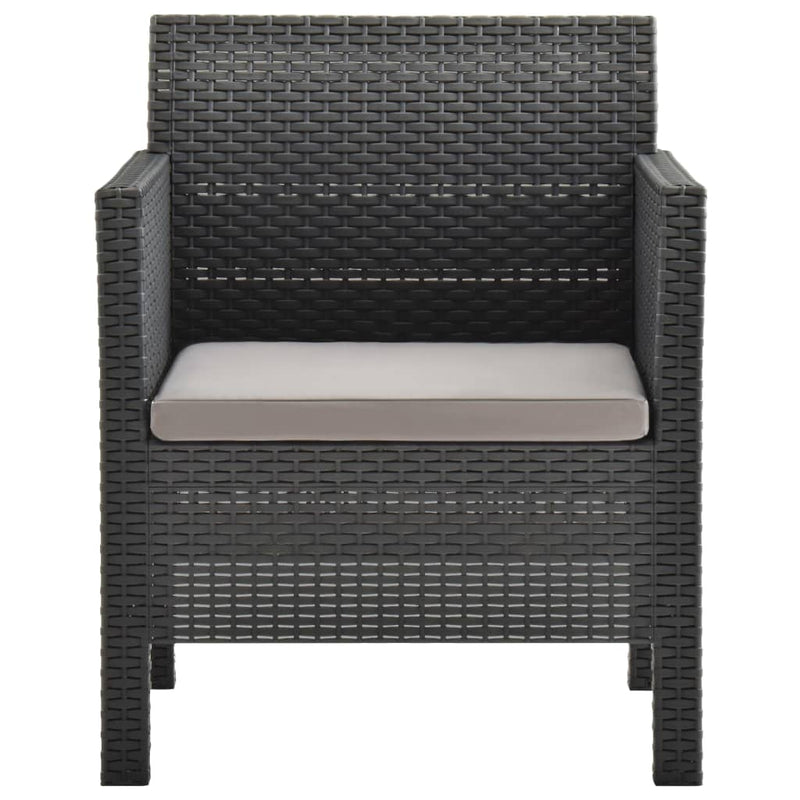 vidaXL Garden Chairs with Cushions 2 pcs PP Rattan Anthracite