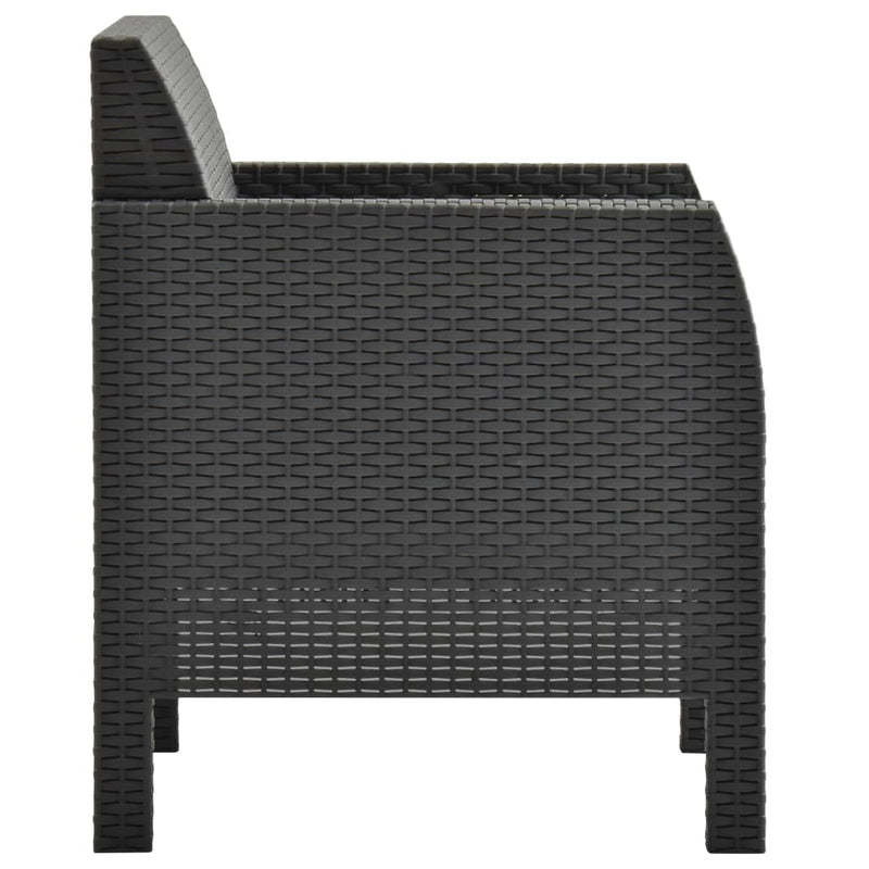 vidaXL Garden Chairs with Cushions 2 pcs PP Rattan Anthracite