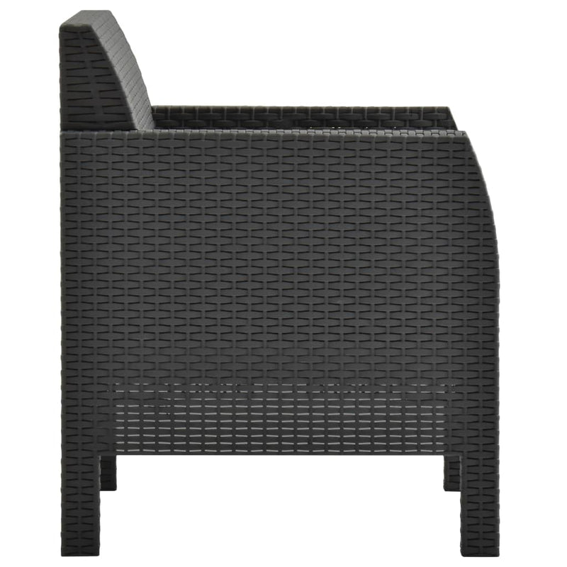 vidaXL 2 Piece Garden Lounge Set with Cushions PP Rattan Anthracite