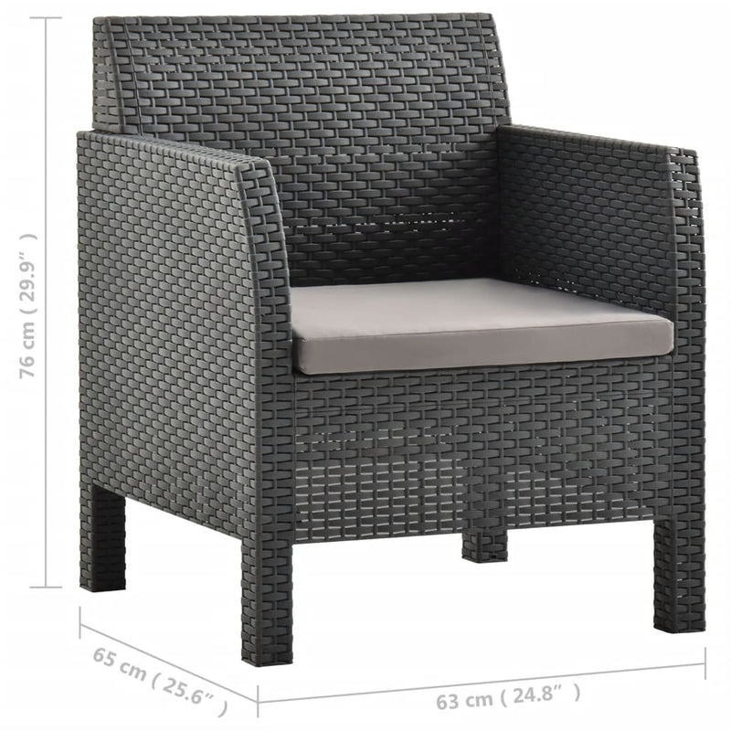 vidaXL 2 Piece Garden Lounge Set with Cushions PP Rattan Anthracite