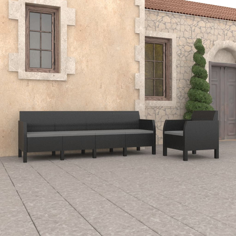vidaXL 2 Piece Garden Lounge Set with Cushions PP Rattan Anthracite