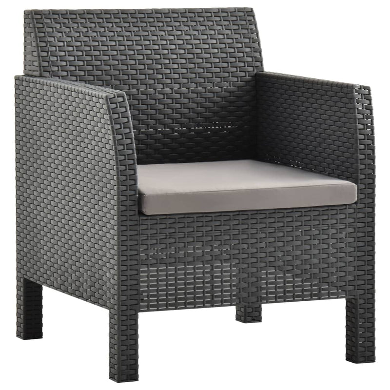 vidaXL 2 Piece Garden Lounge Set with Cushions PP Rattan Anthracite