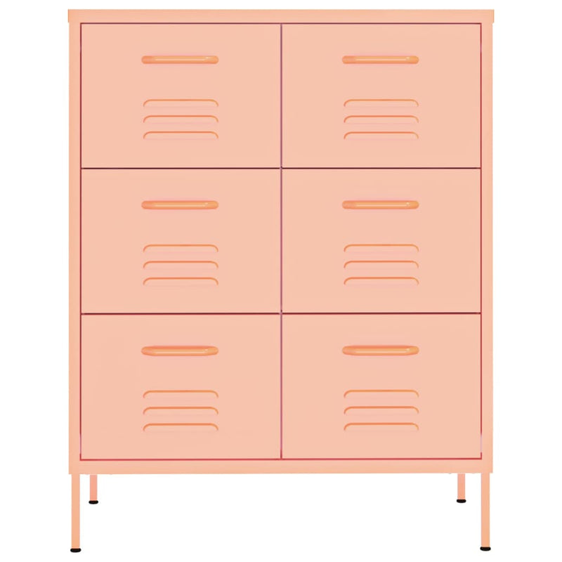 vidaXL Drawer Cabinet Pink 80x35x101.5 cm Steel