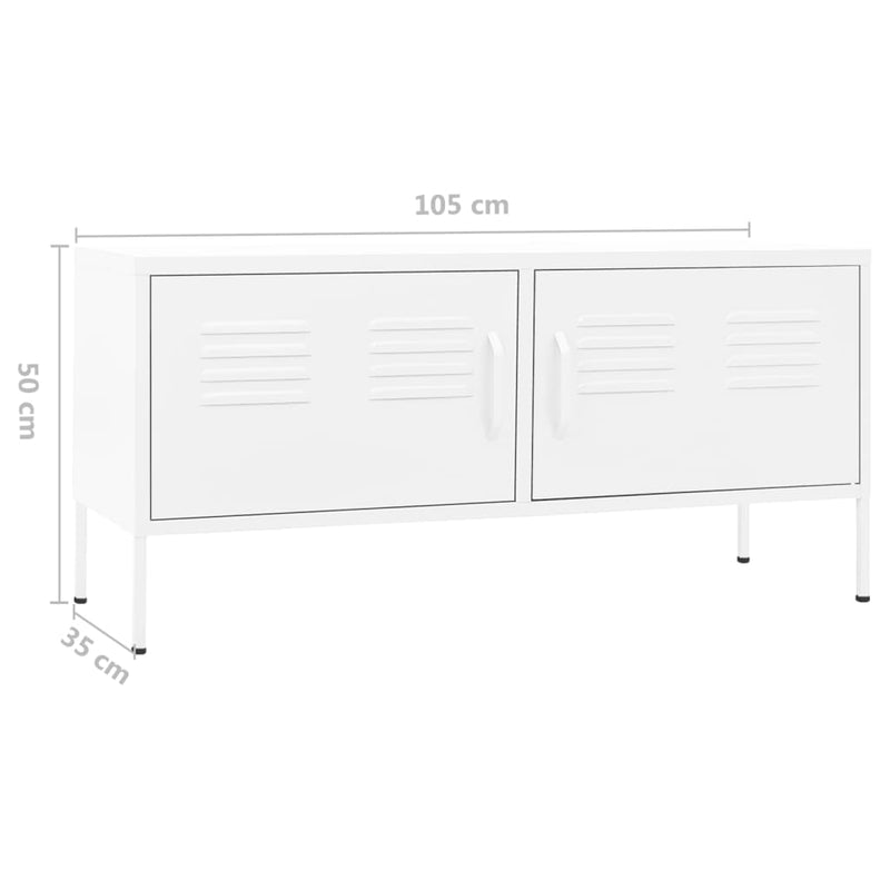 vidaXL TV Cabinet White 105x35x50 cm Steel