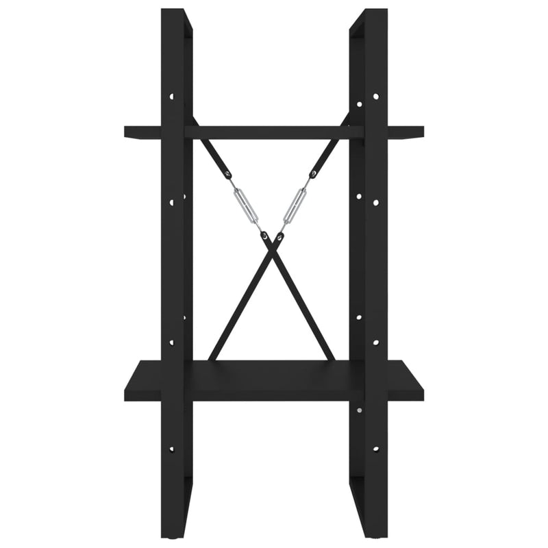 vidaXL 2-Tier Book Cabinet Black 40x30x70 cm Engineered Wood