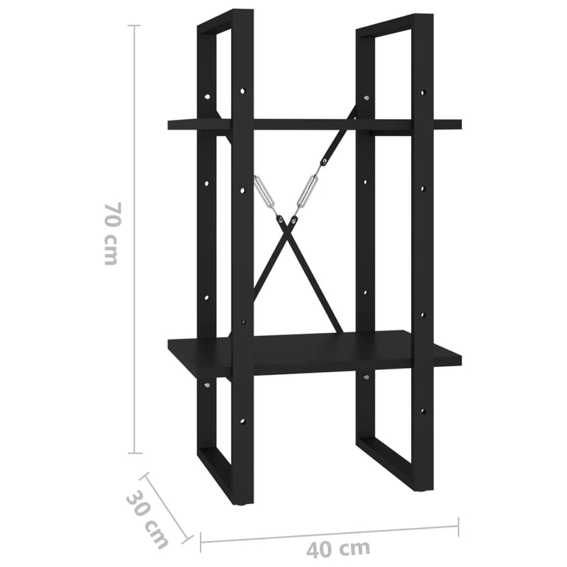 vidaXL 2-Tier Book Cabinet Black 40x30x70 cm Engineered Wood
