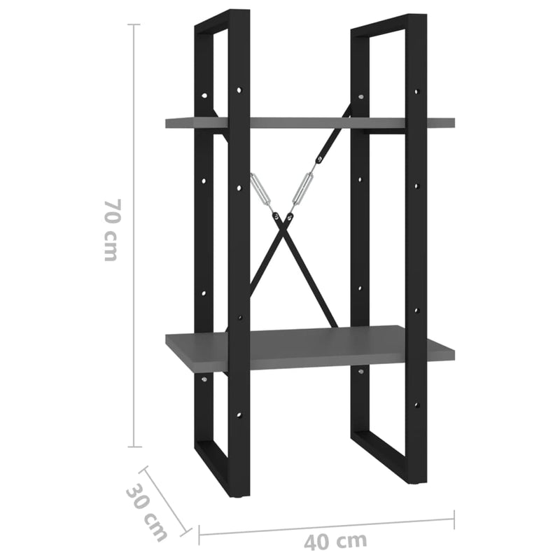 vidaXL 2-Tier Book Cabinet Grey 40x30x70 cm Engineered Wood