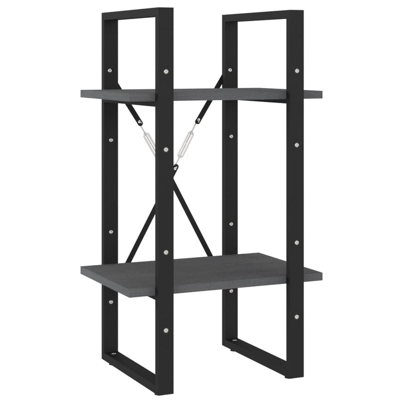 vidaXL 2-Tier Book Cabinet Grey 40x30x70 cm Solid Pine Wood
