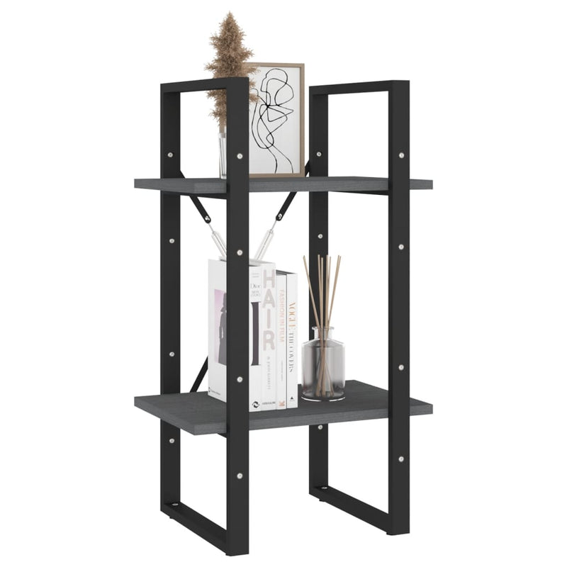 vidaXL 2-Tier Book Cabinet Grey 40x30x70 cm Solid Pine Wood