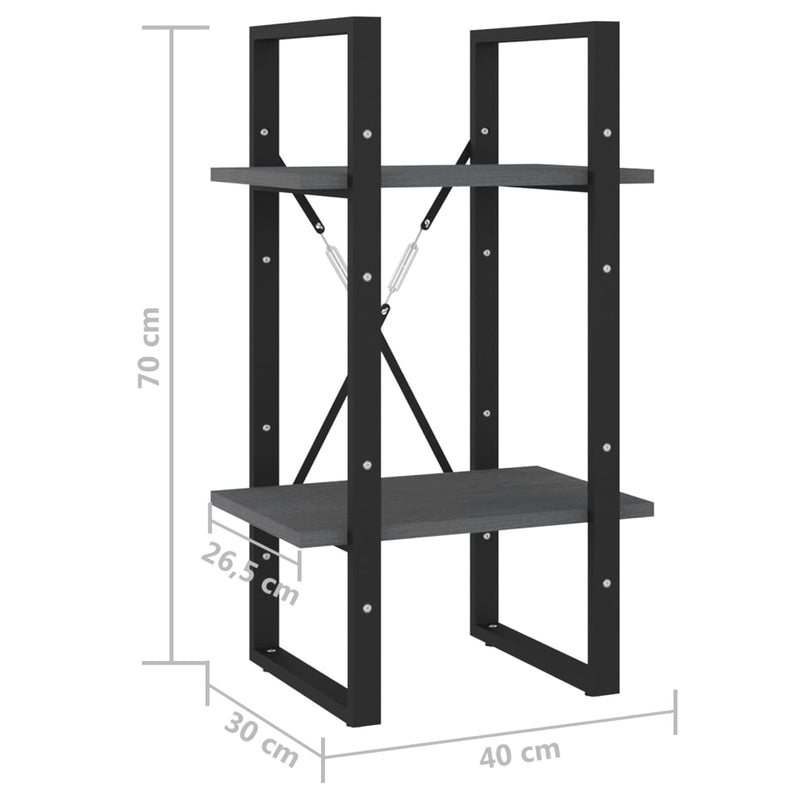 vidaXL 2-Tier Book Cabinet Grey 40x30x70 cm Solid Pine Wood