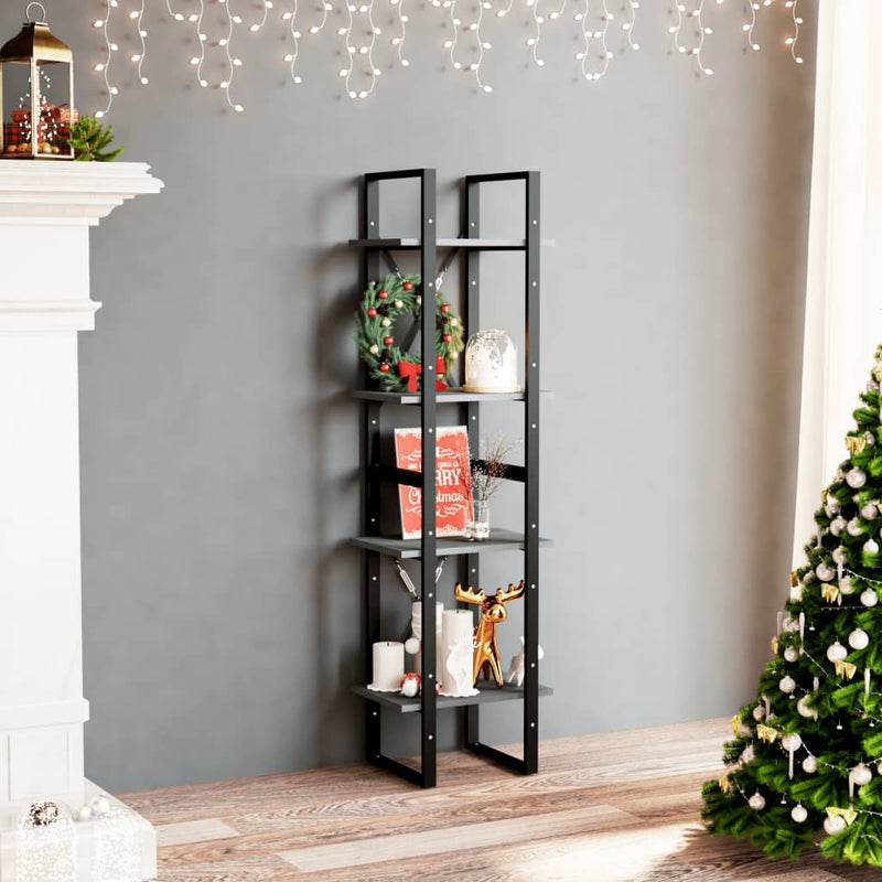 vidaXL 4-Tier Book Cabinet Grey 40x30x140 cm Solid Pine Wood